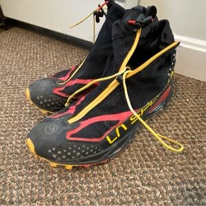 La Sportiva Black and Red High-Top Trail Shoes